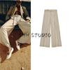 Spring New Women's Clothing Fashion Style with Thin Belt Pleated Wide Leg All-Matching Casual Trousers 2149714