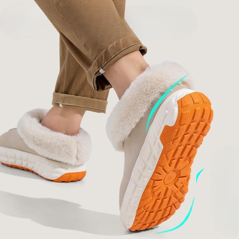 Хлопковые туфли на толстой подошве, домашние нескользящие тапочки-мешки для помещений и теплые плюшевые тапочки носят на улице