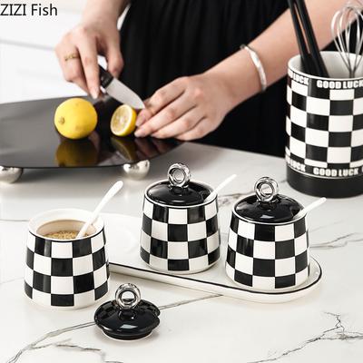 Легкий роскошный керамический набор банок для приправ, скандинавская кухня, банка для хранения соли и перца, креативная банка для специй, декор для дома, инструменты для приправ