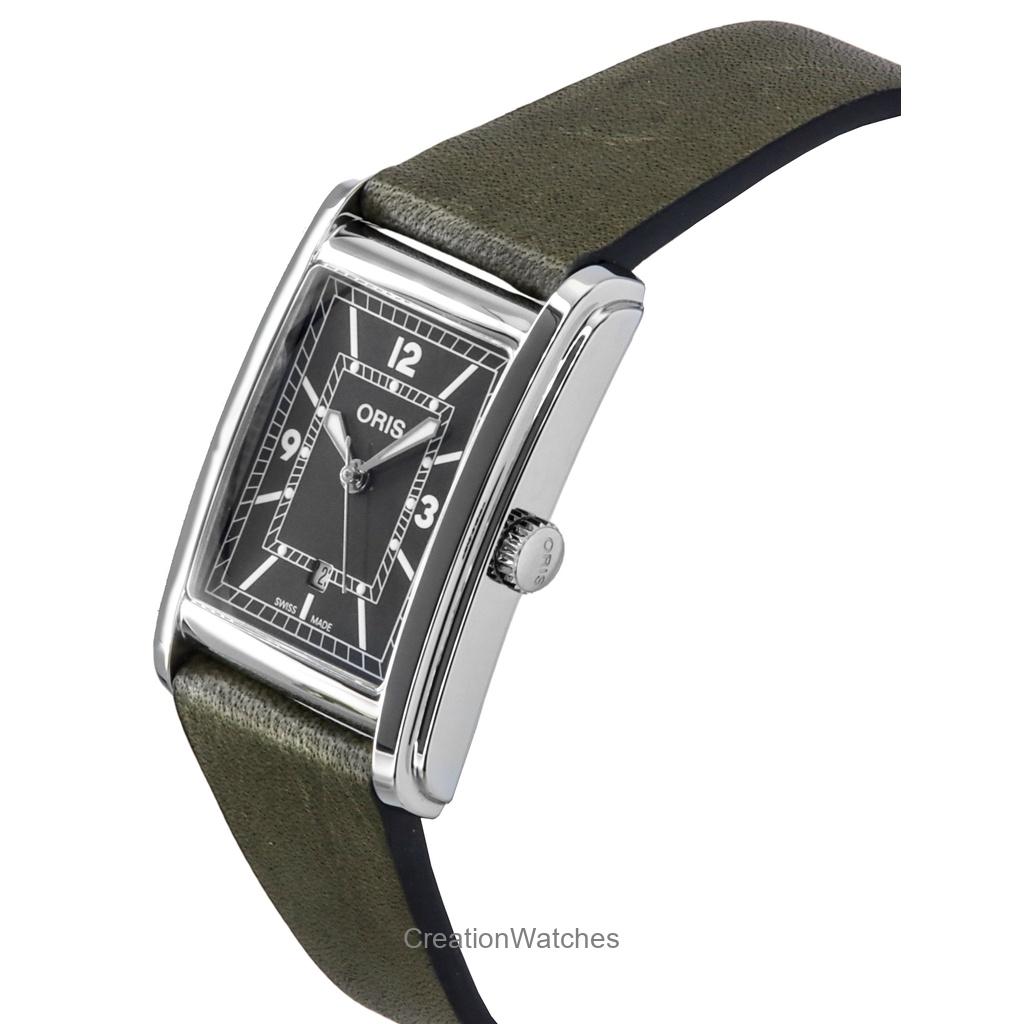 Oris Прямоугольный кожаный ремешок зеленый циферблат автоматический 01-561-7783-4063-07-5-19-16 мужские часы