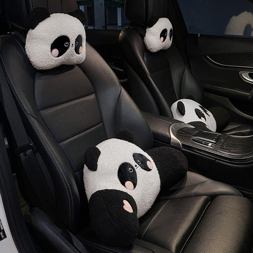 Plush Panda Auto Waist Support Cushion Heart Panda Car Headrest Cute   Car Accessories