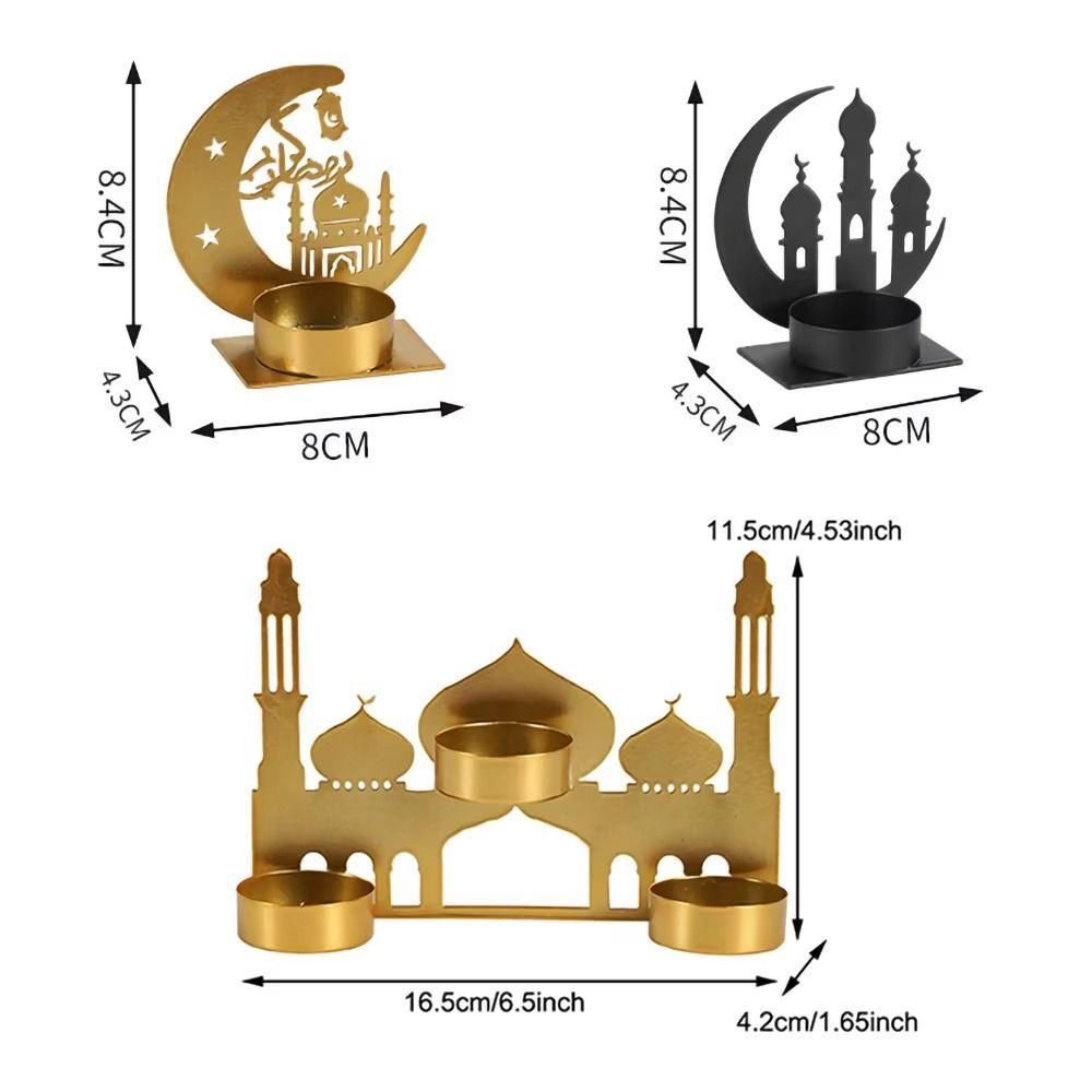 Gold Black Ramadan Candlestick Iron Art Ramadan Candle Holder Candle Holders Islam Muslim Party