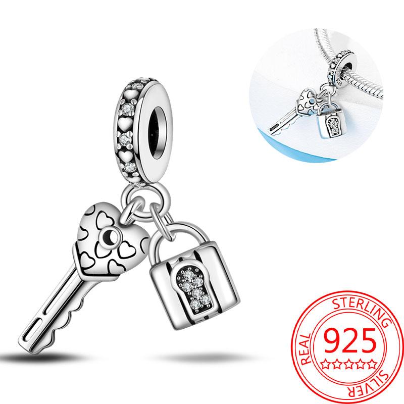 Медные Блестящие Розовые Подвески-Шармы в Форме Сердца Подходят для Оригинального Браслета для Женщин Ювелирные Изделия в Подарок на День Святого Валентина