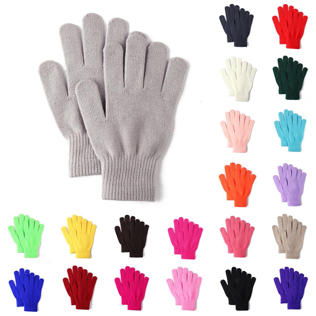 Warm Solid Color Gloves, Cold Resistant Knitted Gloves, Unisex Cycling Gloves