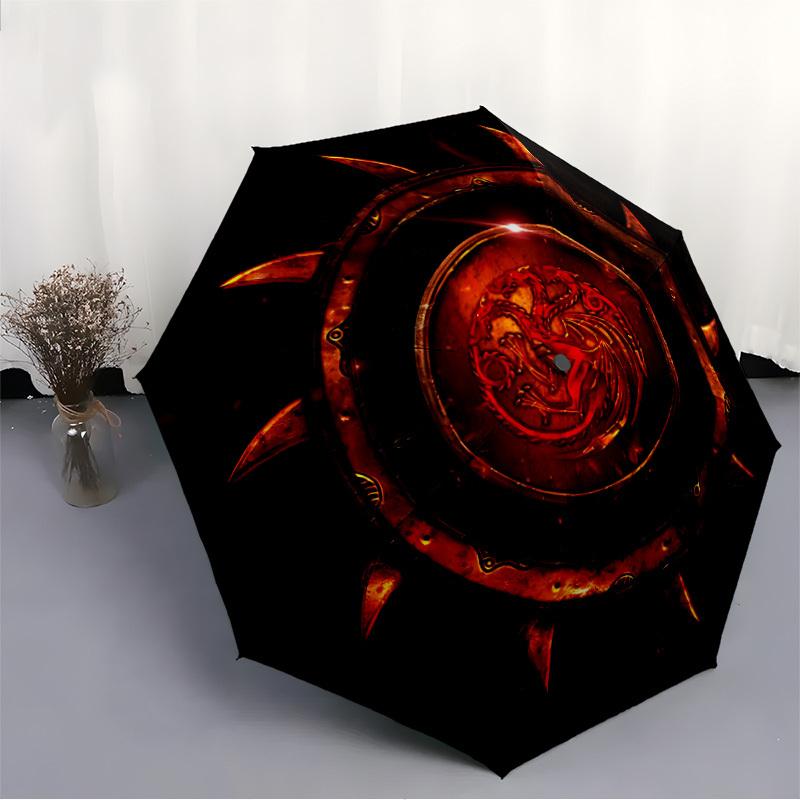1pc Game of Thrones House Targaryen Windproof Automatic Windproof Umbrella, Lightweight for Women/Men, Perfect Christmas Gift 0811222
