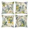 4Pcs Lemon Throw Pillow Covers, Mediterranean Blue , Summer Farmhouse Style Pillowcase For Sofa Couch Living Room Decoration