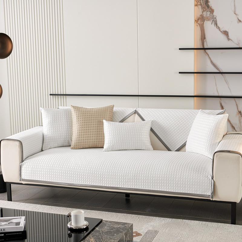 Summer Sofa Cushion Solid Color Light Luxury Cold Summer Mat Cushion Non-Slip Summer Sofa Cover High-End Cloth Liner