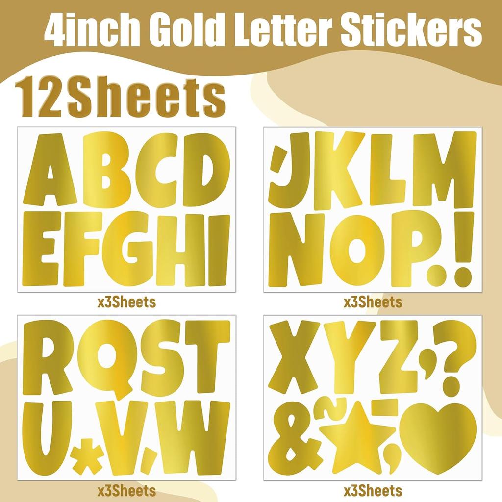 117 Pcs Bulletin Board Letters Large Letter Stickers 4 Inch Self Adhesive Vinyl Waterproof Alphabet Stickers for Poster Board Letters Mailbox