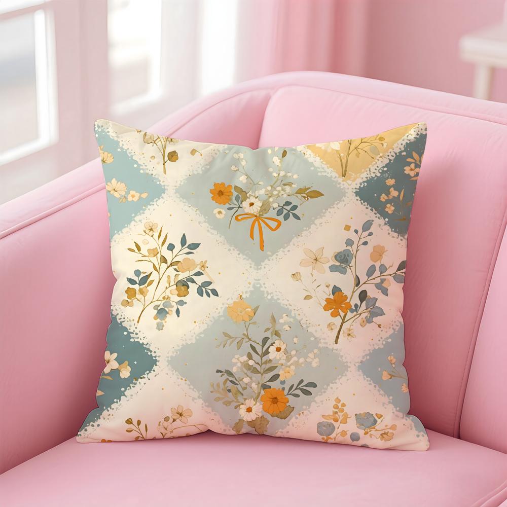 Colorful checkered pattern Cushion Cover Pillow Case Soft Skin Friendly Fabric Comfort Concealed Zipper