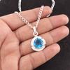 Swiss Blue Topaz Gemstone 925 Sterling Silver Jewelry Handcrafted Pendant 1.15" PP-8-8