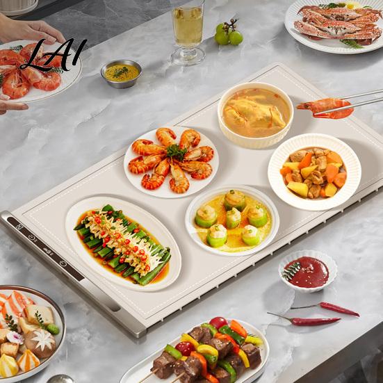 Portable Silicone Heat Mat Electric Food Warming Mat 250W Flexible Roll-up Tray with 8 Adjustable Temperature Levels And Waterproof Countertop Pad 6