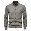 European and American Style Men's Spring Autumn Cardigan Casual Solid Stand Collar Sweater with Pockets