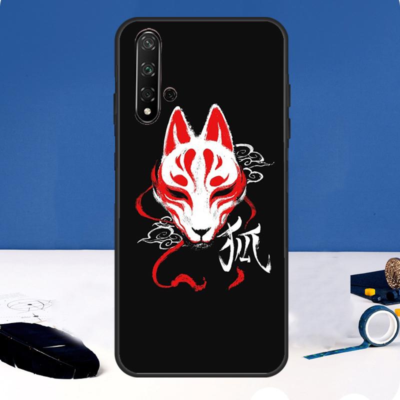 Японский чехол-маска лисы Кицунэ для Huawei Nova 12i 7i 8i 11i 12s 11 9 10 SE Y60 Y61 Y70 Y72 Y73 Y90 Y91 P30 P40 Lite
