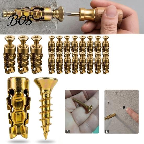 Brick Wall Expansion Screw 30 Sets 6x14mm Short Set, Heavy-Duty Metal Thread Restoration Countersunk Head Strong Grip for Cabinet Hinge Repair