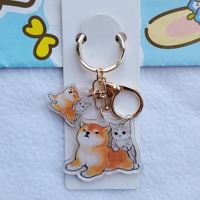 Мультяшное животное акриловый брелок милый мультяшный кулон с кошкой прозрачный двухсторонний кулон с кошкой брелок студенческие подарки