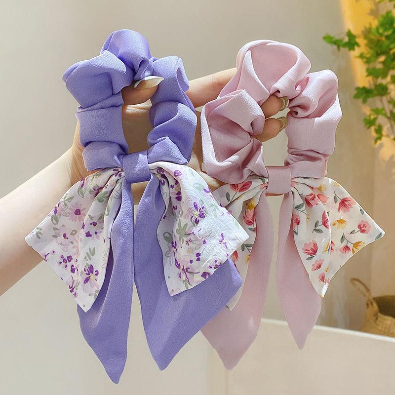 Broken Flower Bowknot Large Intestine Hair Ring Female Tie Hair Headstring Hair Band Small Scarf Ribbon Headwear