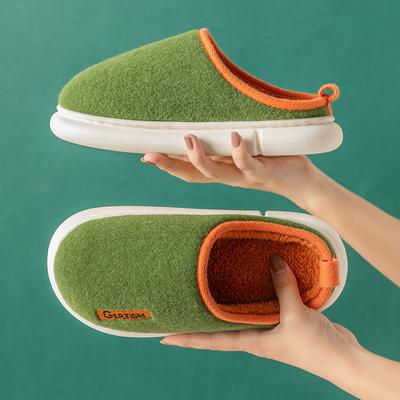 Модные зимние плюшевые тапочки WOTTE для мужчин, мужские домашние туфли с пяткой, мягкие противоскользящие туфли на толстой подошве из ЭВА, теплые женские тапочки для мужчин