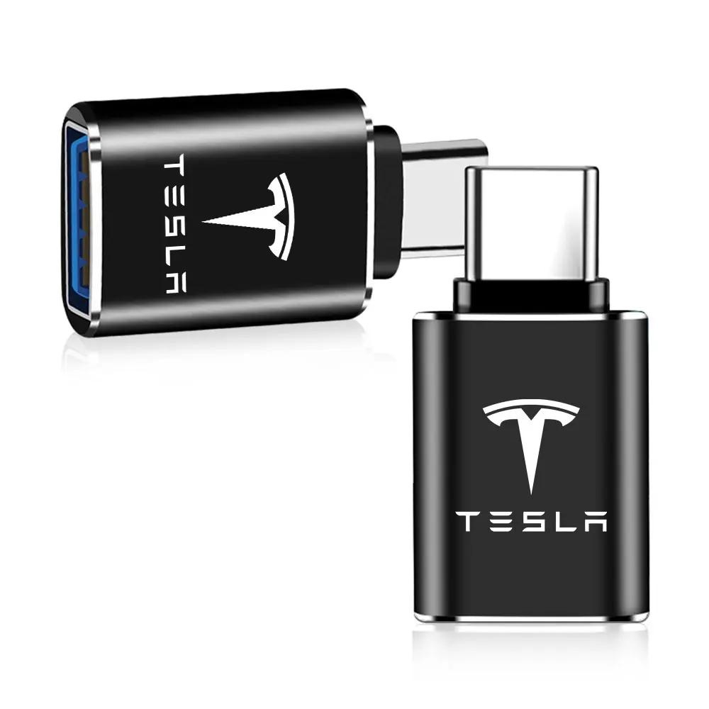 Car Sticker Tesla OTG USB 3.0 To Type C Adapter Converter Phone Charging Cable Charger For Tesla Coil Mod Model 3 Y S X 2017-202