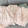 Cute Puppy Polka Dot Pink Cute Wrinkled Cloth Pajamas Women'S Summer Sweet Loungewear Short-Sleeved Three-Piece Set
