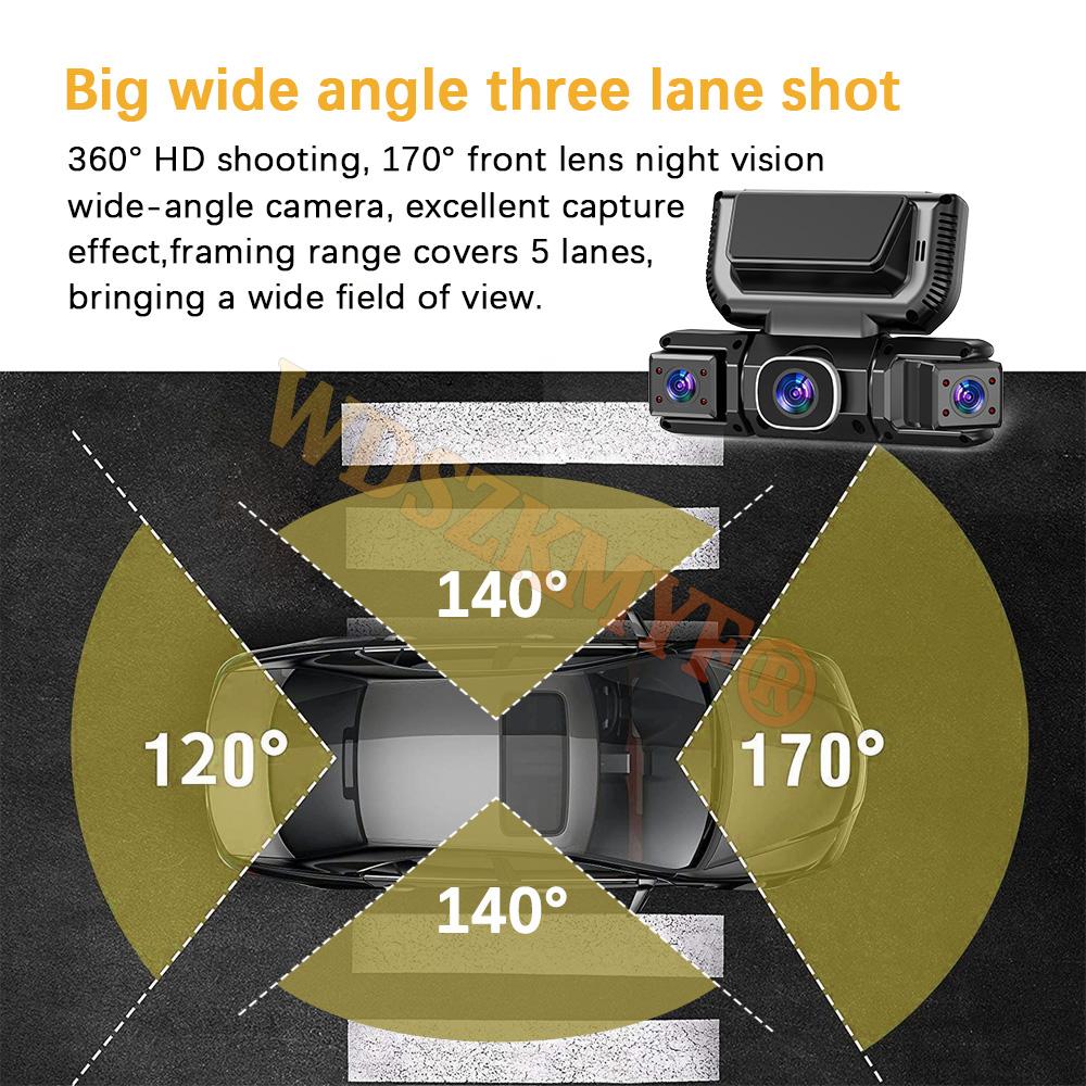 Dash Cam 4 Lens WiFi 24H Parking Monitor HD 1080P 360° Car Camera Video Recorder Anti-theft Black Box Rear View Camera Free OBD2