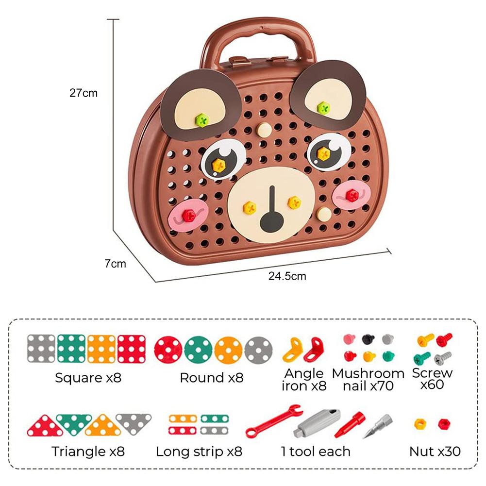 203 шт., креативная мозаика-головоломка, игрушка Монтессори, игровой ящик для инструментов с электрической дрелью, винт, модные биты, винтовая игрушка для детей