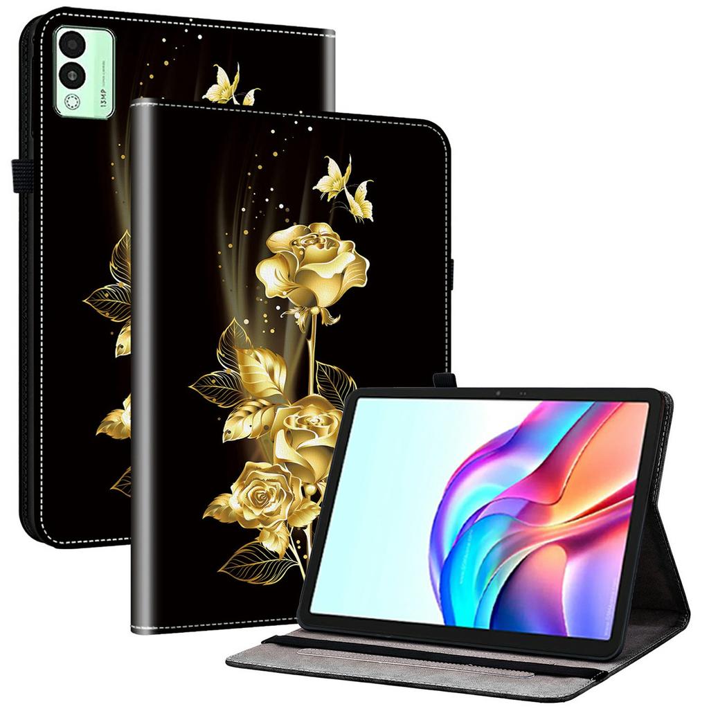 Для TECNO Megapad 11 Кожаный чехол с принтом, подставка, чехол для планшета с отделениями для карт