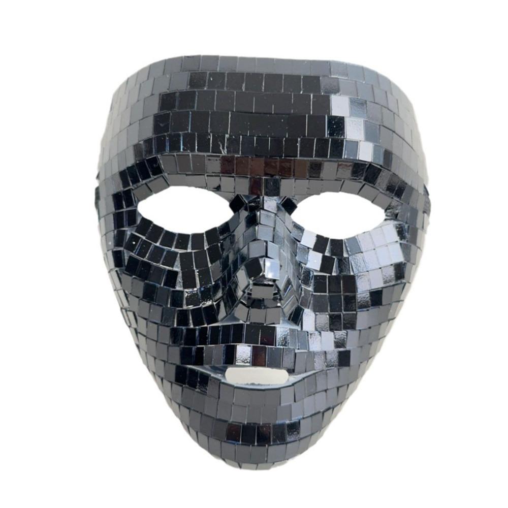 Masquerade Night Club Mask Full Face Home DJ Decor Fancy Ball Glitter Mirror Face Mask Costume