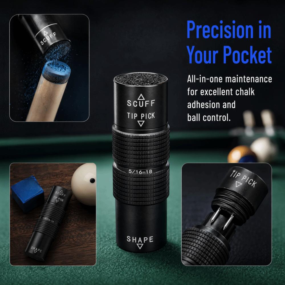 Aluminum Alloy Billiard Pool Cue Tip Multi-Function Billiard Cue Tip Chalk Grip Enhancement