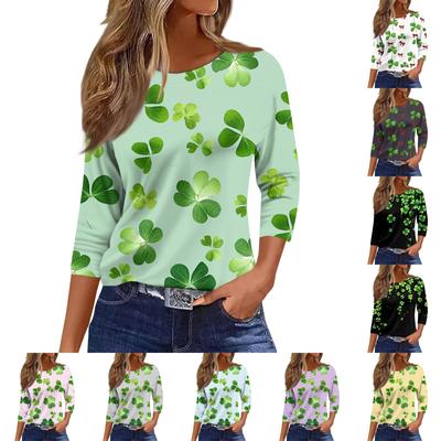 Женские топы с рукавами 3/4, цветочный принт, винтажная мода, повседневные свободные рубашки с круглым вырезом больших размеров