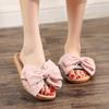 Women Summer Home Slippers New Breathable Indoor Fabric Linen Slippers Cute Big Bow Sandals Slippers Non-slip Wear-resisitant