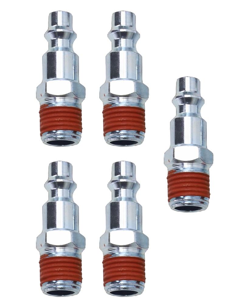 Sliver Red 5 Pcs Air Hose Adapter for Quick Release NPT Male 14 Inch