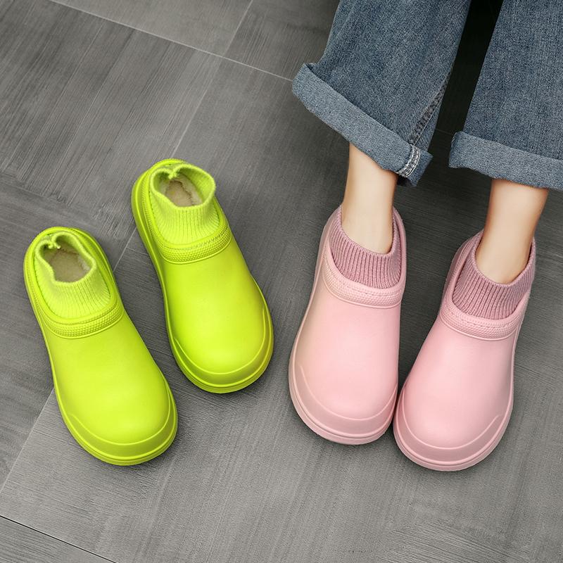 Осень и Зима Пара Водонепроницаемые Плюшевые Теплые Хлопковые Ботинки Уличная Платформа Противоскользящие Повседневные Модные Базовые Универсальные