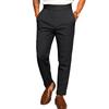Men's Solid Color Double Button Drape Pants High Waist Straight Casual Suit Pants