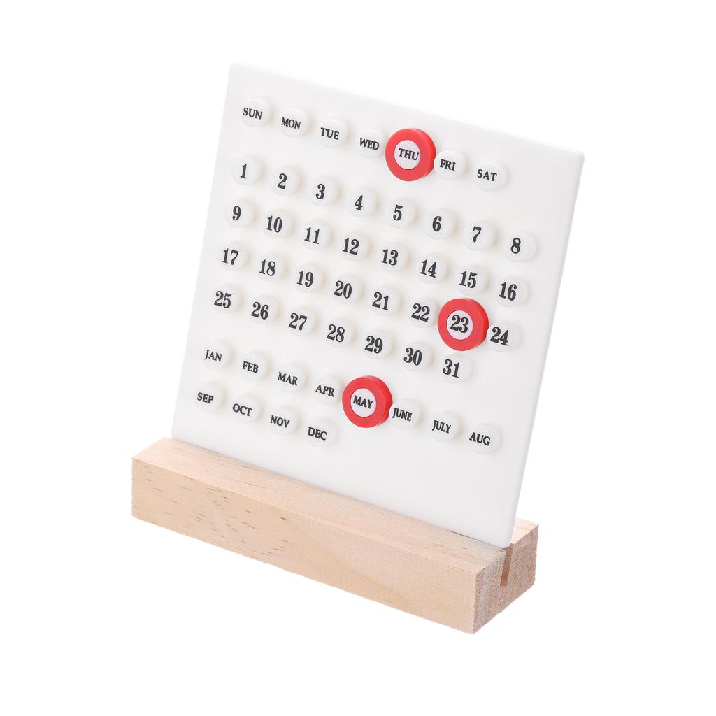 Wood Perpetual Calendar Acrylic Wooden Base Handmade DIY Calendar Stand Office Home Decoration Desktop Month Week Date Display