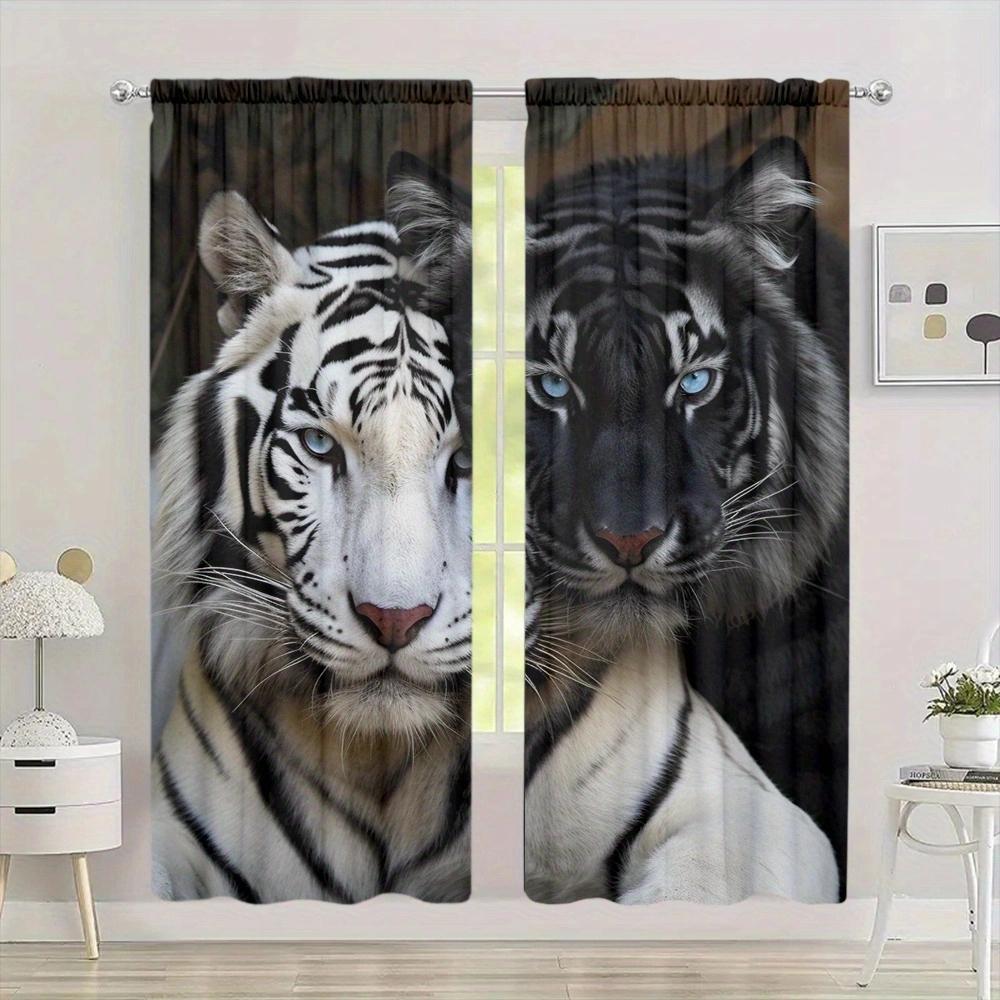 Шторы с принтом тигра для домашнего декора - Карниз для окон с карнизом для спальни, кухни, гостиной