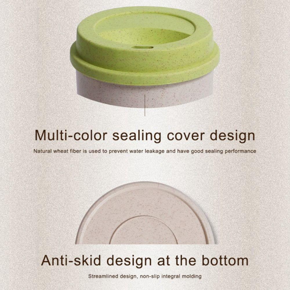 Camping Outdoor Eco-friendly Portable Wheat Straw with Lid Drinkware Tumbler Cup Tea Cup Coffee Mug