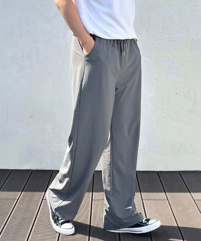 ROCKED GARAGE Unisex Cooling Semi-Wide Elastic Waist Pants_Gray