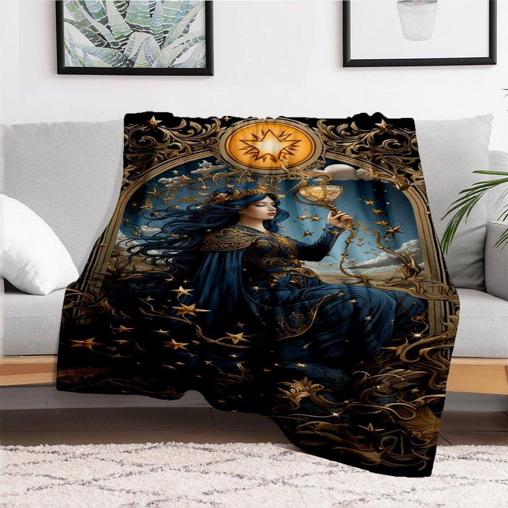 "Enchanted Starry Night Fantasy Art Print"Blanket Flannel Throw Blanket for Sofa, Bed, Travel, Camping, Office, Couch, Chair, And Bed Gift f