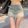 Summer Korean Fashion High Waist A-line Slim Cute Mini Jean Skirt Female Tint Vintage Denim Skirt Shorts Women