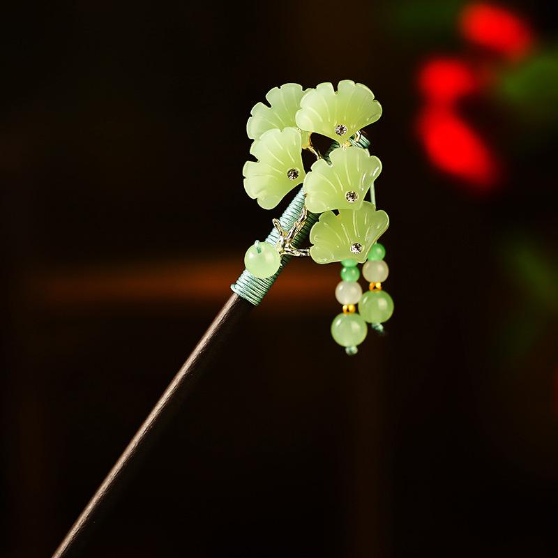 1Pc Updo New Chinese Style Tassel Ancient Headwear Tassel Hairpin Fresh Wood Flower Hairpin