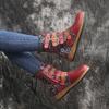 Handmade Retro Cow Leather Comfy Metal Buckle Zipper Flat Short Ankle Boots Winter Shoes for Women