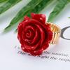 Новая Мода Регулируемое Заявление Свадебной Вечеринки Кольцо с Розой из Резной Смолы