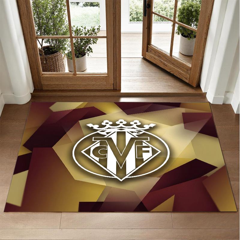 Villarreal FC Design Crystal Velvet Rug Soft Decorative Mat for Bedroom Entrance