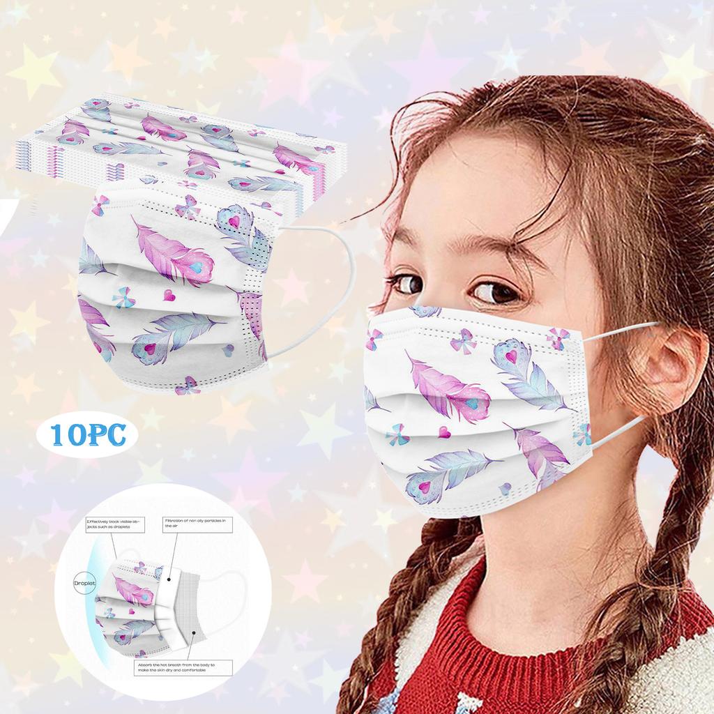 10PC Children Tie-dye Gradient Printed Three-Layer Proof Disposable Mask