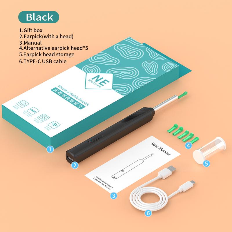 Беспроводной инструмент для удаления серы из ушей, умный визуальный очиститель ушей с камерой, эндоскоп 1296P, световой отоскоп, набор для чистки ушей