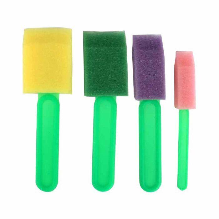 Pinceaux mousse - MEGACREA DIY - Tailles assorties - Largeurs : 1,5 à 4 cm - Lot de 4