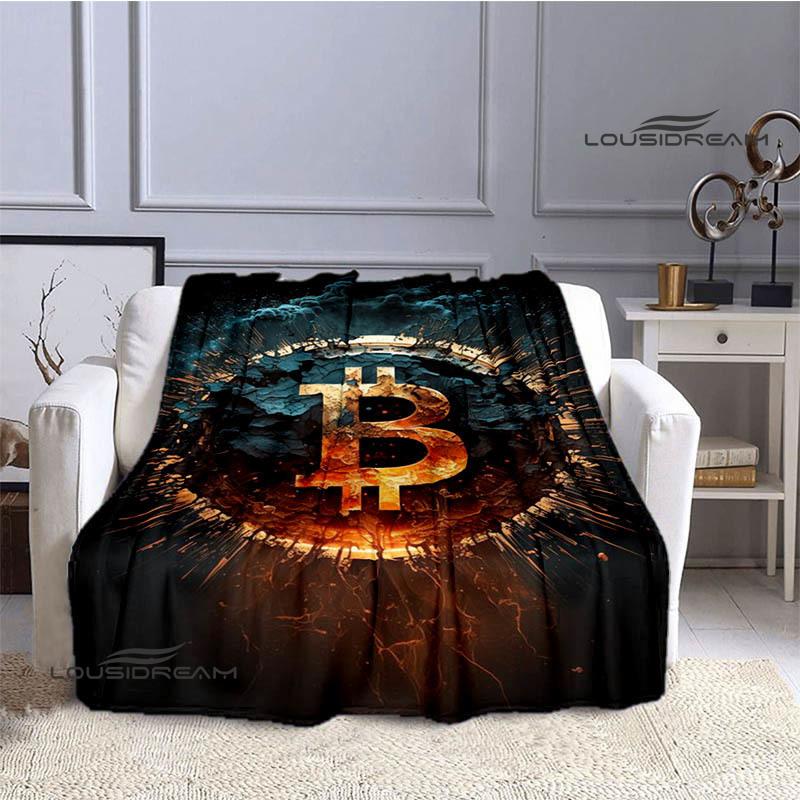 Bitcoin Fashion Printed Blanket Kids Warm Blanket Flannel Soft Cozy Blanket Sofa Bed Blanket Travel Blanket Birthday Gift