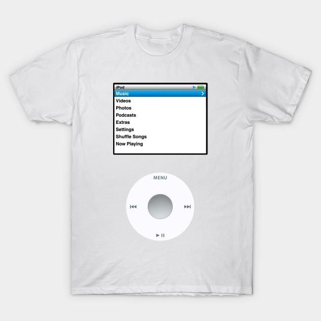 Азиатский размер Мужская черная футболка с принтом Ipod Classic (белый) Хлопковая футболка с термотрансферным принтом без вырезки