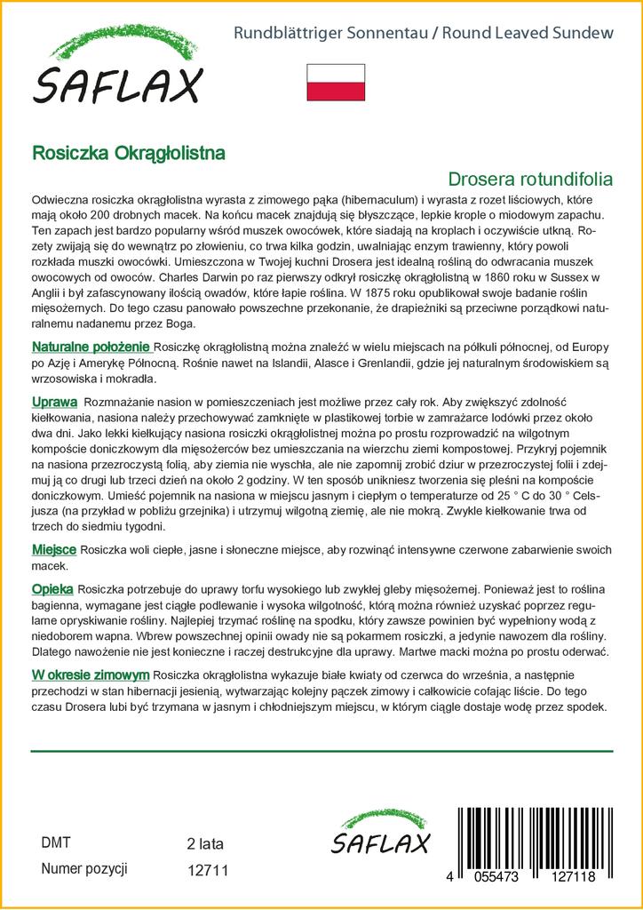 SAFLAX Росянка круглолистная - 50 семян - Drosera rotundifolia