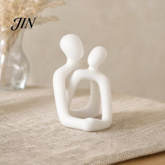 Love Couple Sculpture 3D Printed Abstract Statue, Minimalist Couples Bedroom Decor, White Hugging Lovers Sculptures, Compact Romantic Indoor
